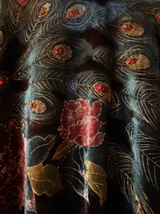 Coldwater Creek dark teal green velvet Poncho - Picture 4 of 5